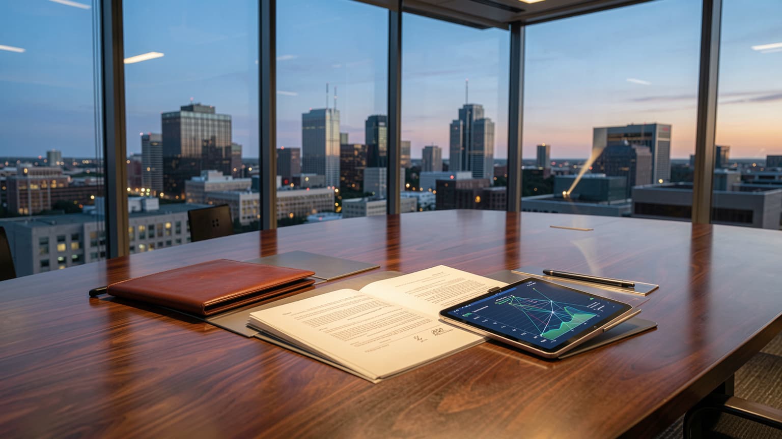 Contract review folder on a boardroom table for an executive learning how to choose a managed IT provider.